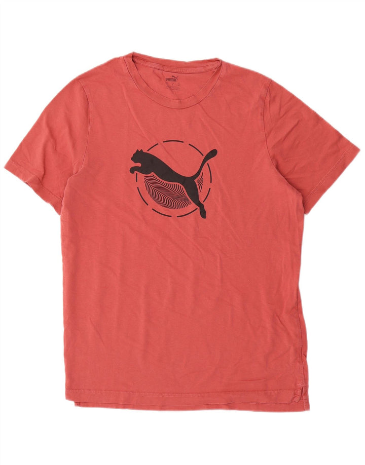 Puma Herren Grafik-T-Shirt-Oberteil aus mittelroter Baumwolle