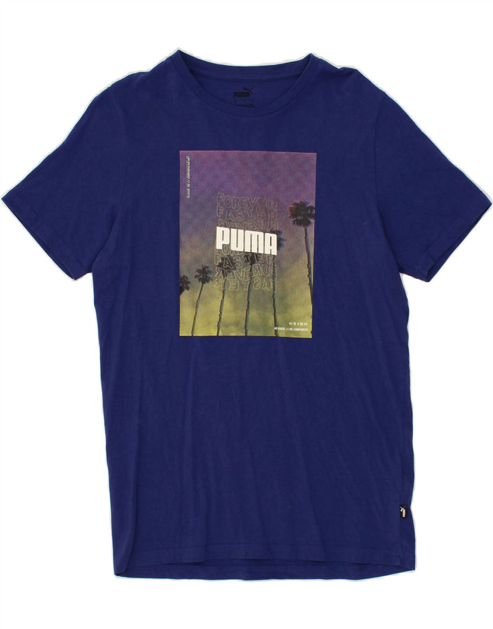 PUMA Mens Graphic T-Shirt Top Small Navy Blue Vintage Puma and Second-Hand Puma from Messina Hembry 