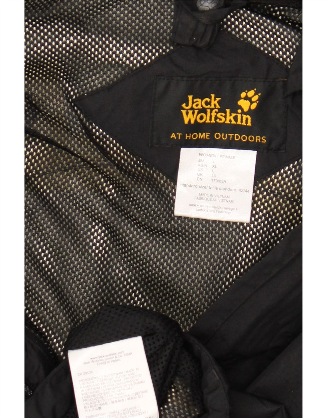 Jack Wolfskin Damen Regenjacke mit Kapuze UK 16 Large Schwarz Polyamid