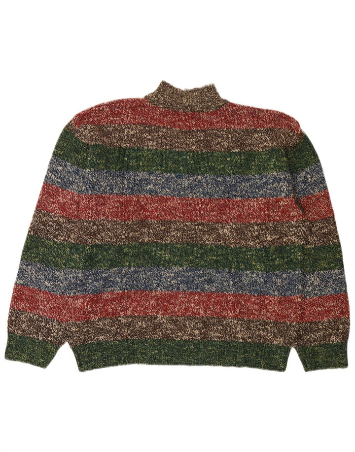 Vintage Herren-Pullover mit Reißverschluss, Größe 52, groß, mehrfarbig gestreift
