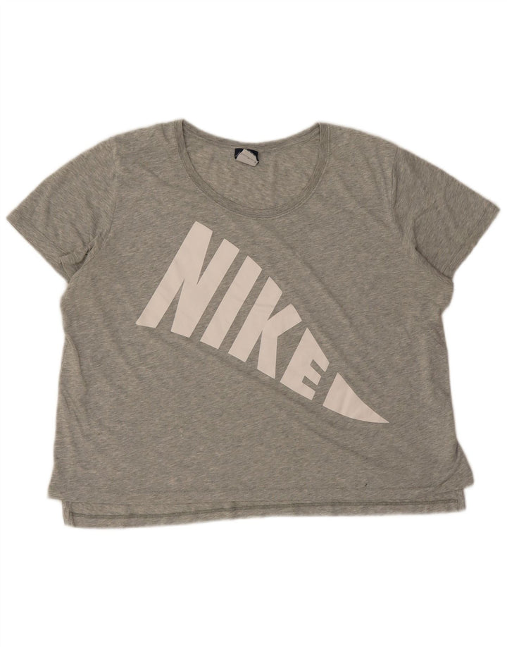 Nike Damen-T-Shirt in Übergröße mit Grafik, UK 16, Größe L, Grau meliert