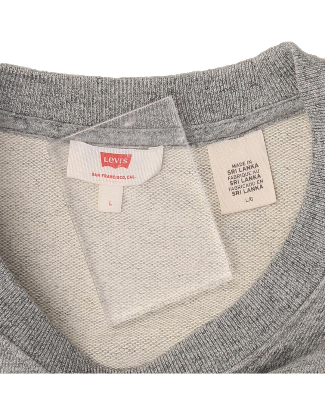 LEVI'S Womens Crop Oversized Crew Neck Jumper Sweater UK 16 Large Grey Vintage Levi's and Second-Hand Levi's from Messina Hembry 