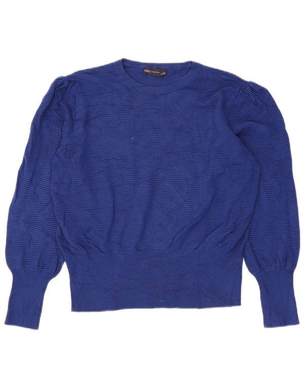 Marks & Spencer Damen Crop Crew Neck Pullover Pullover UK 16 Large Marineblau