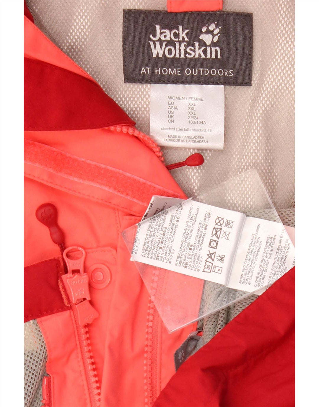 JACK WOLFSKIN Damen Regenjacke mit Kapuze UK 22/24 2XL Rosa Farbblock