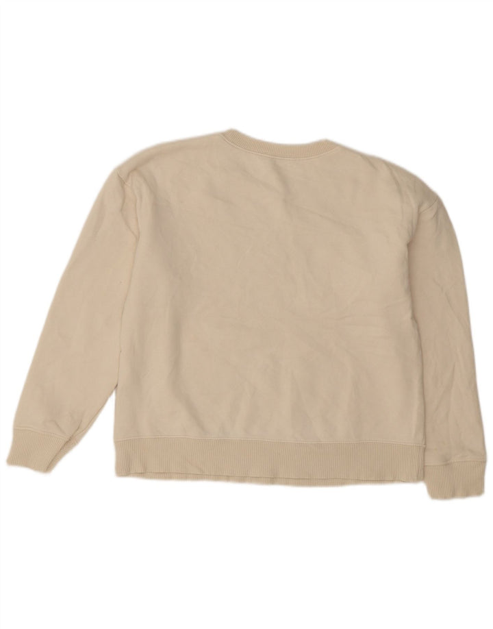 Zara Damen-Sweatshirt mit Grafik, übergroß, Gr. 10, Größe S, gebrochenes Weiß