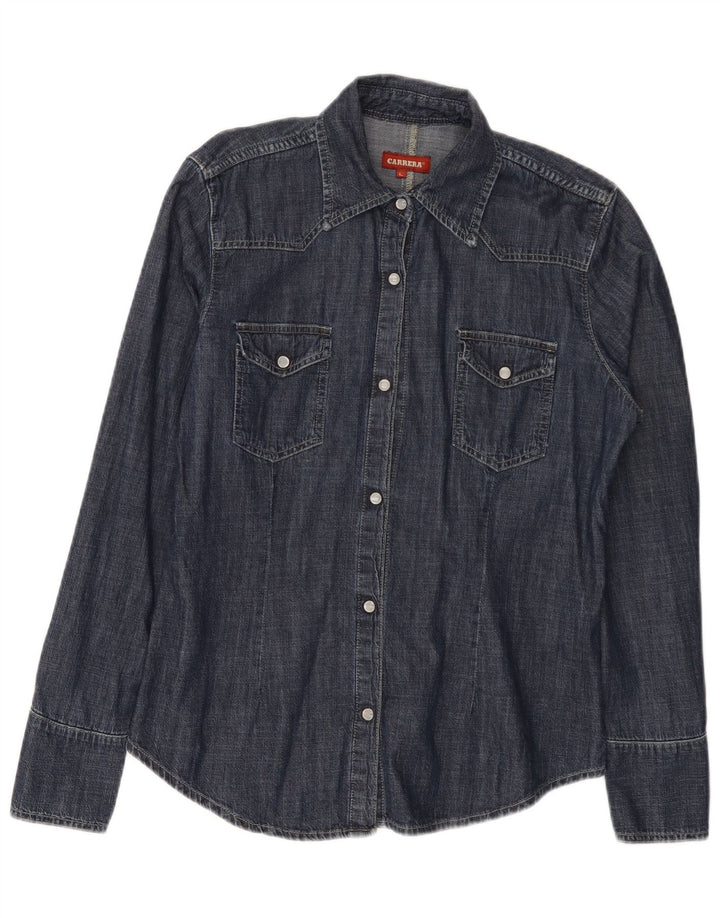 Carrera Damen Jeanshemd UK 16 Large Marineblau Baumwolle