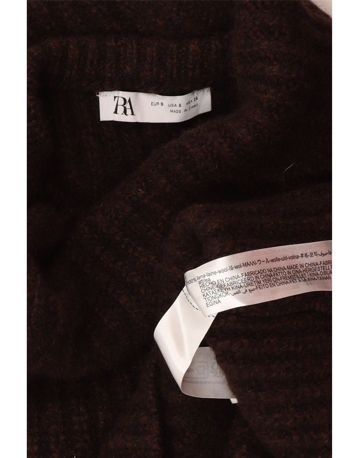 Übergroßer Rollkragenpullover für Damen von Zara, Gr. 10, Größe S, braune Wolle
