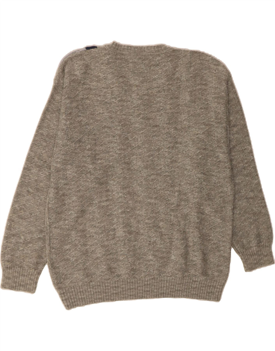 REPORTAGE Mens V-Neck Jumper Sweater IT 52 Large Grey Geometric Cotton Vintage Reportage and Second-Hand Reportage from Messina Hembry 