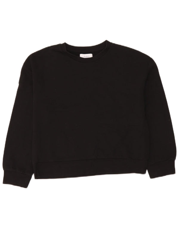 Zara Damen Trafaluc Übergroßer Sweatshirt-Pullover UK 10 Small Schwarze Baumwolle