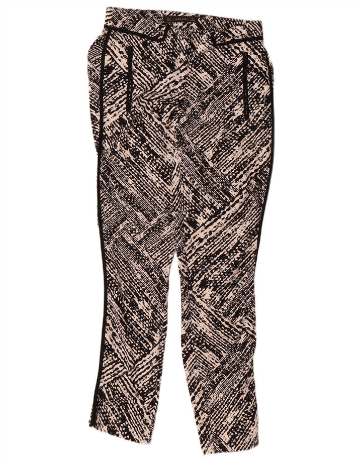 Zara Damen-Hose mit abstraktem Muster, schmale Freizeithose, Größe S, W26, L27, Schwarz