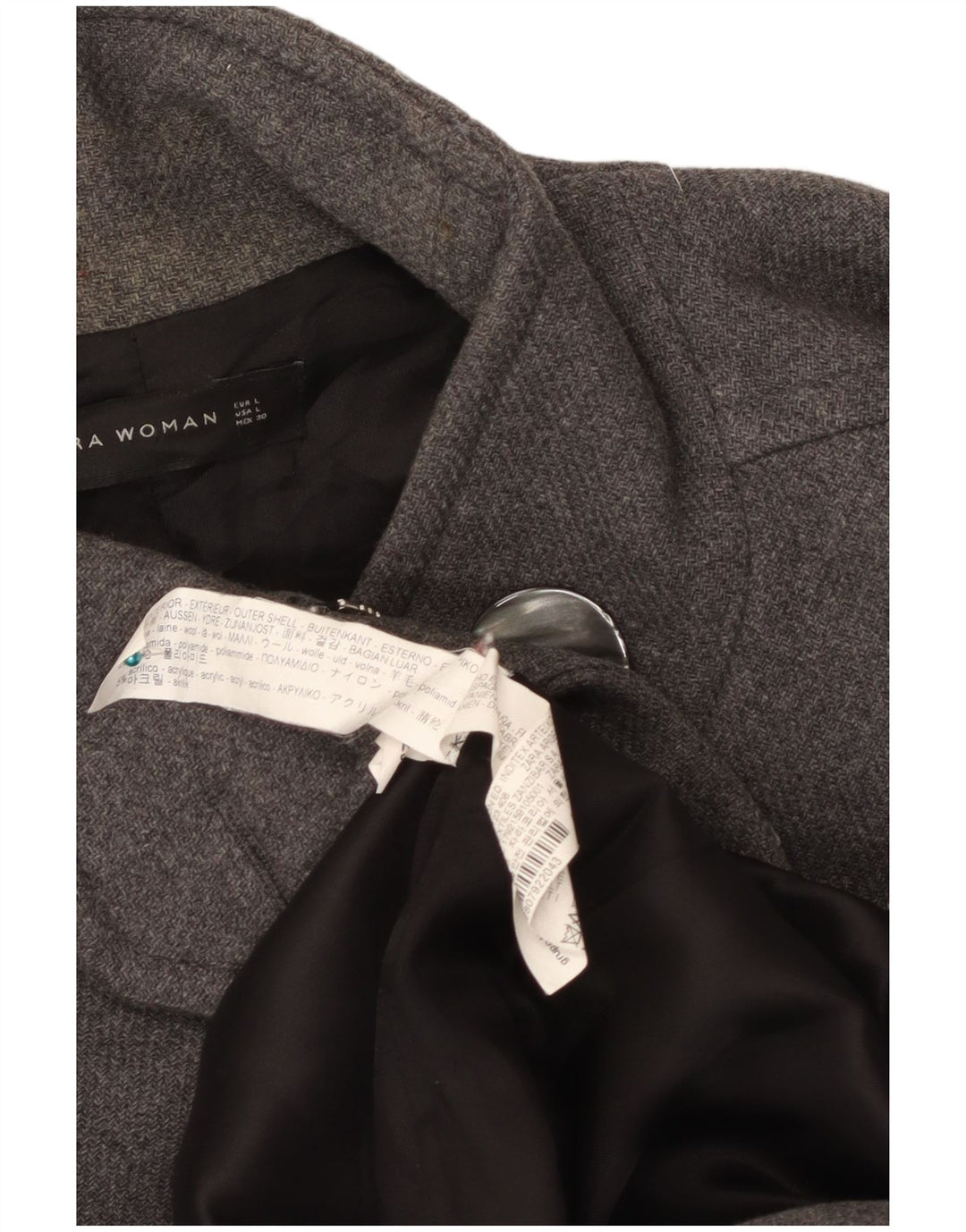Zara Damen Mantel UK 16 Große graue Wolle