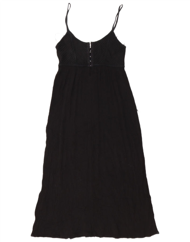 Zara Damen Maxi-Sommerkleid UK 12 Mittelschwarze Baumwolle