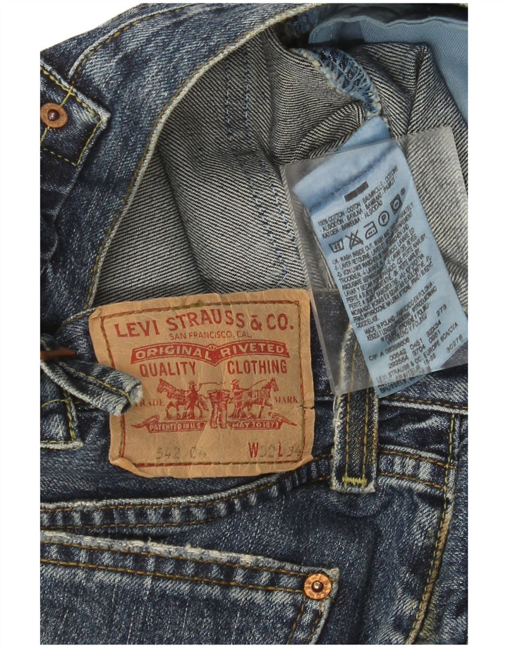 Levi's Herren 542 Distressed Bootcut Jeans W32 L34 Blaue Baumwolle