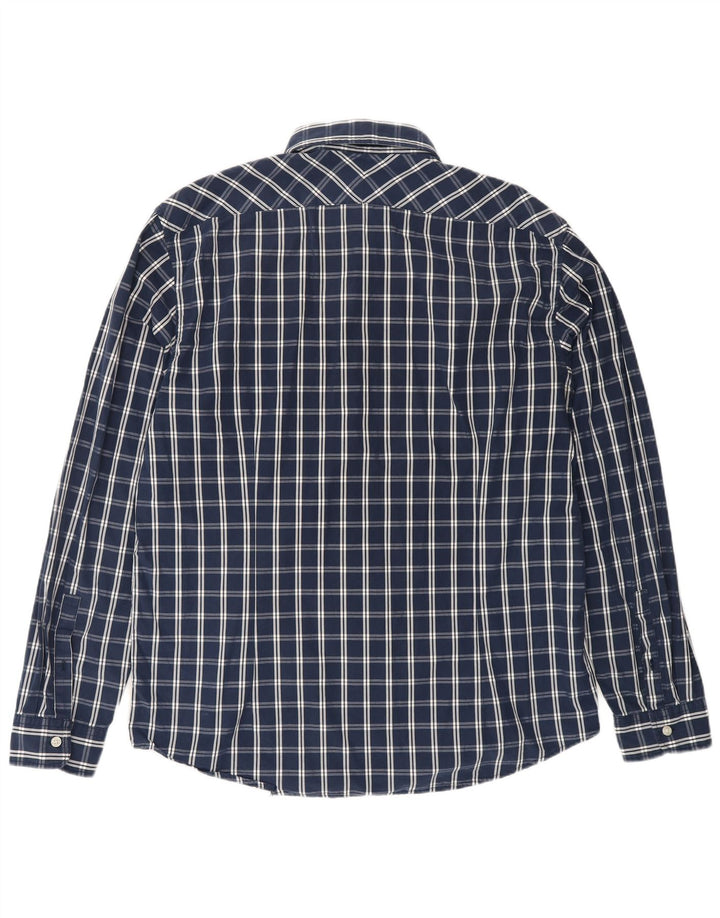 ESPRIT Herrenhemd XL, marineblau, kariert, Baumwolle