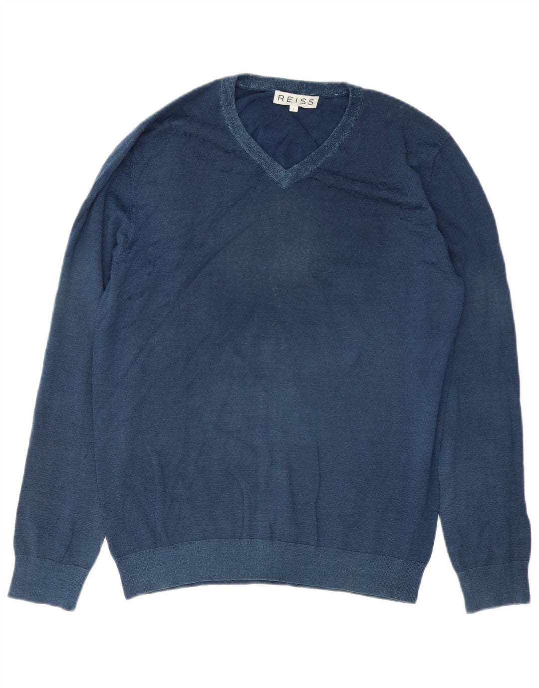 Reiss Herren-Pullover mit V-Ausschnitt, Größe L, Marineblau