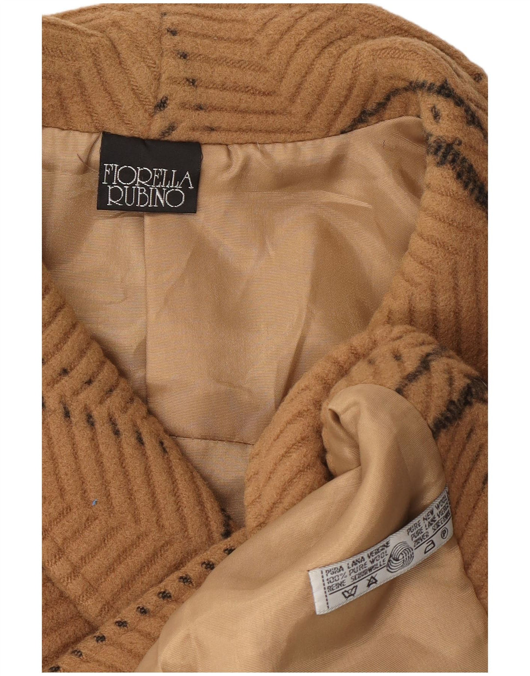 FIORELLA RUBINO Damen Zweireihiger Mantel UK 14 Large Beige Check