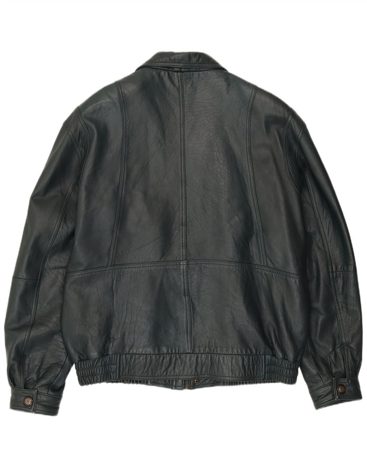 VINTAGE Herren Lederjacke EU 56 3XL Grünes Leder