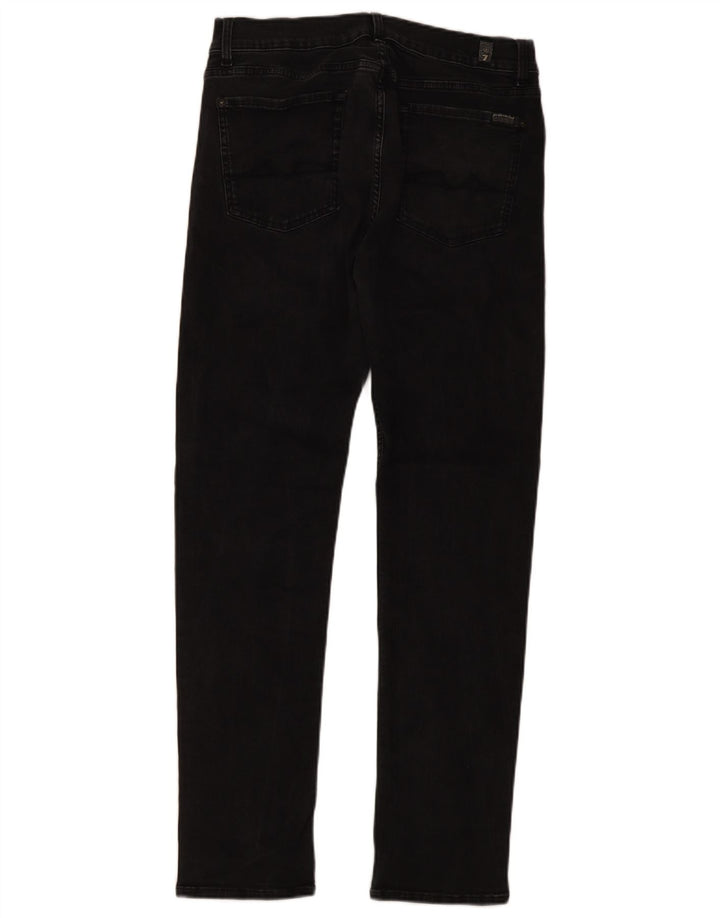 7 For All Mankind Herren Slim Jeans W34 L32 Schwarze Baumwolle