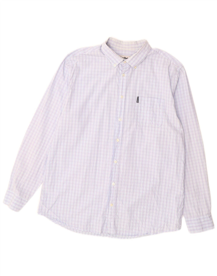 BARBOUR Mens Tailored Fit Shirt XL Blue Gingham Cotton