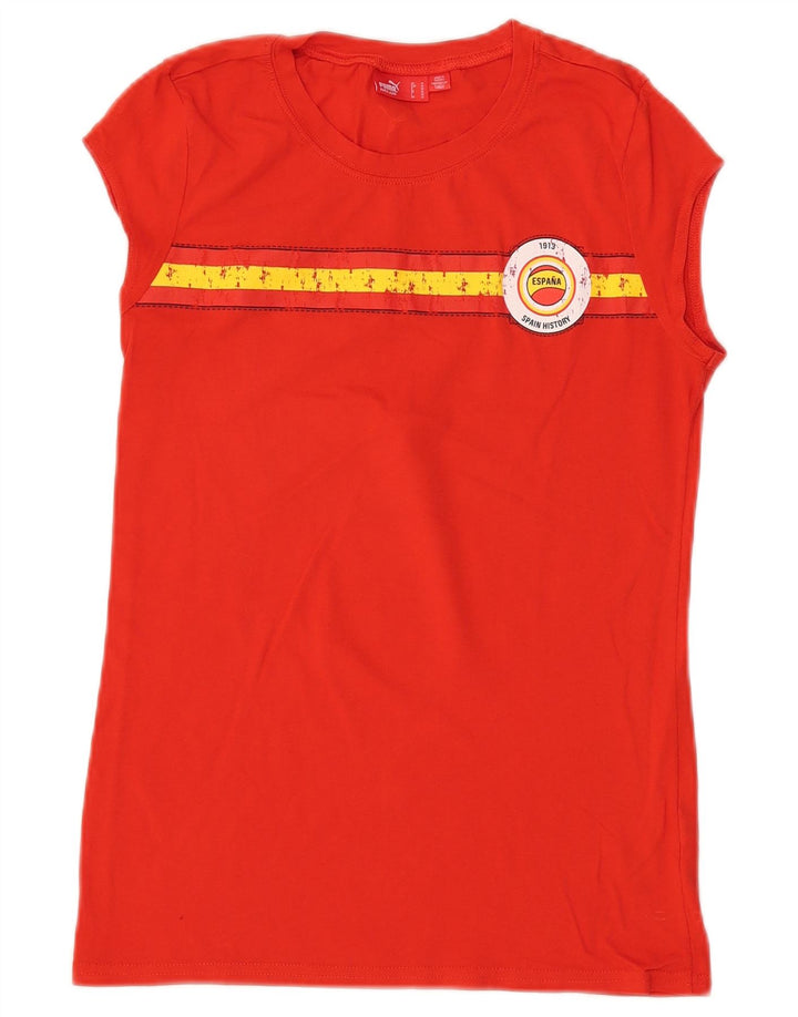PUMA Damen Espana Graphic T-Shirt Top UK 12 Mittelrote Baumwolle