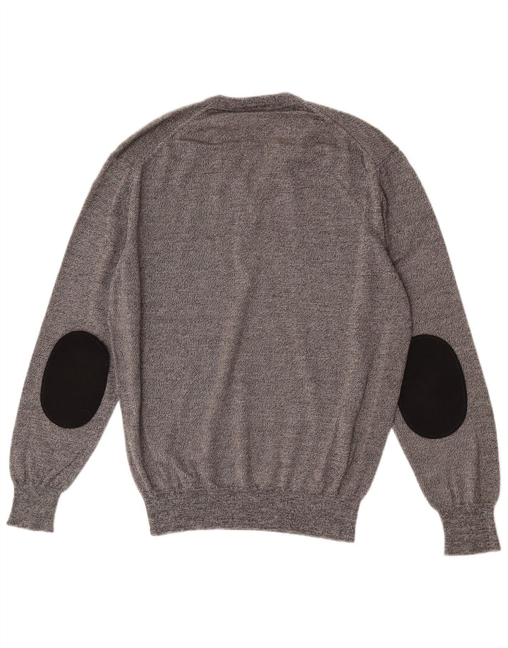 Valentino Herren-Pullover mit V-Ausschnitt IT 48 Mittelgraue Merinowolle