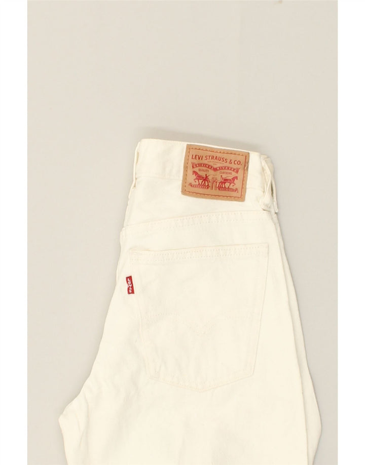 LEVI'S Womens Crop Flare Casual Trousers W24 L23  White Cotton | Vintage Levi's | Thrift | Second-Hand Levi's | Used Clothing | Messina Hembry 