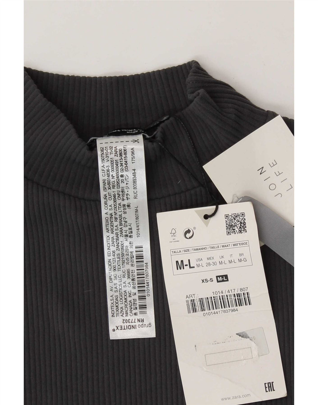 Zara Damen Crop Vest Top UK 12 Mittelgraues Polyamid
