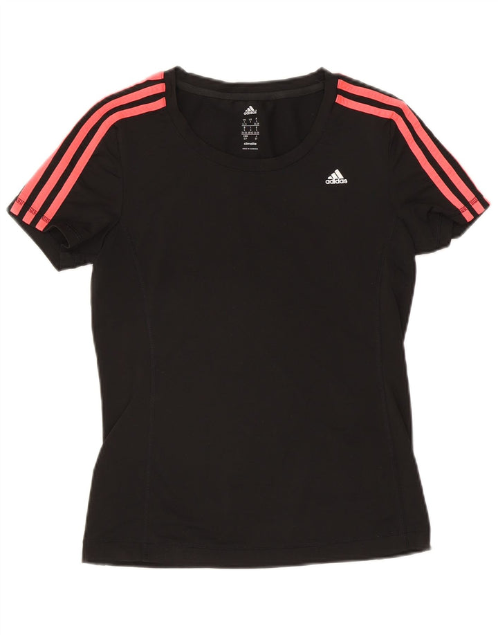 Adidas Damen Climalite T-Shirt Top UK 8/10 Small Schwarz Polyester