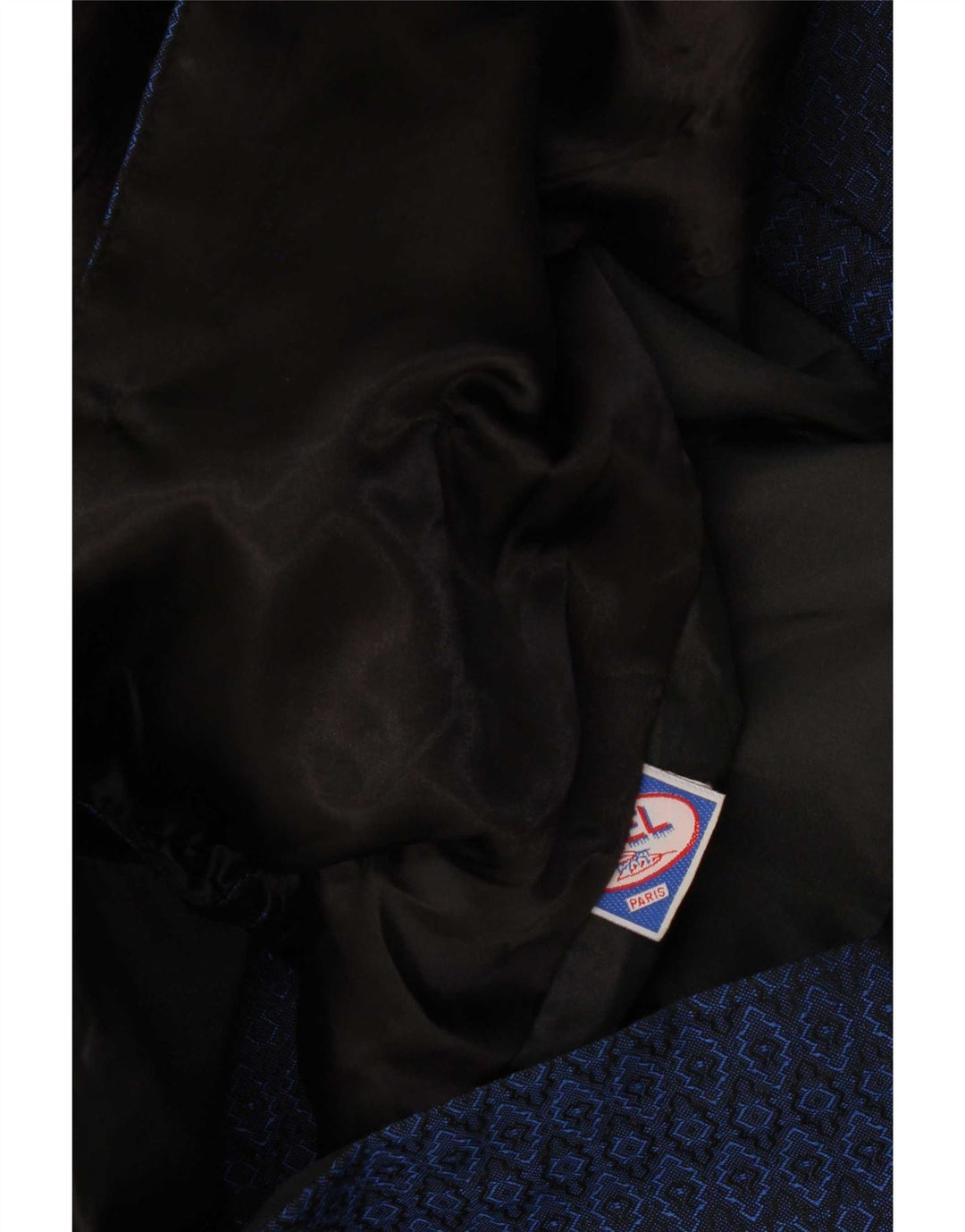 Vintage Damen Zweireihiger Mantel UK 16 Groß Marineblau Geometrisch
