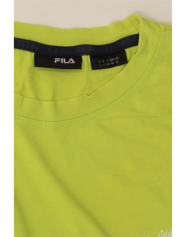 FILA Mens Graphic T-Shirt Top Medium Green Floral Cotton Vintage Fila and Second-Hand Fila from Messina Hembry 