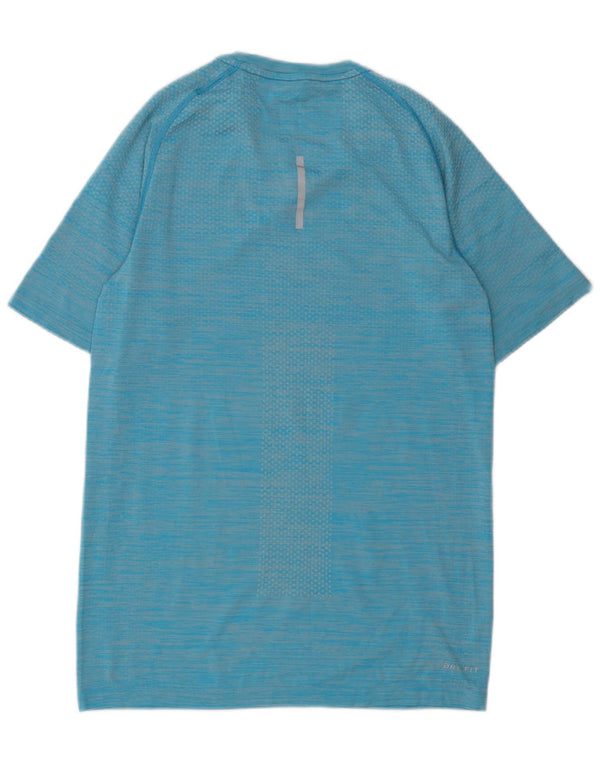 Nike Herren Dri Fit T-Shirt Top Small Blaues Nadelstreifen-Nylon