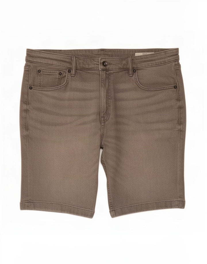 Marks & Spencer Herren-Jeansshorts, W36, Größe L, Grau, Baumwolle