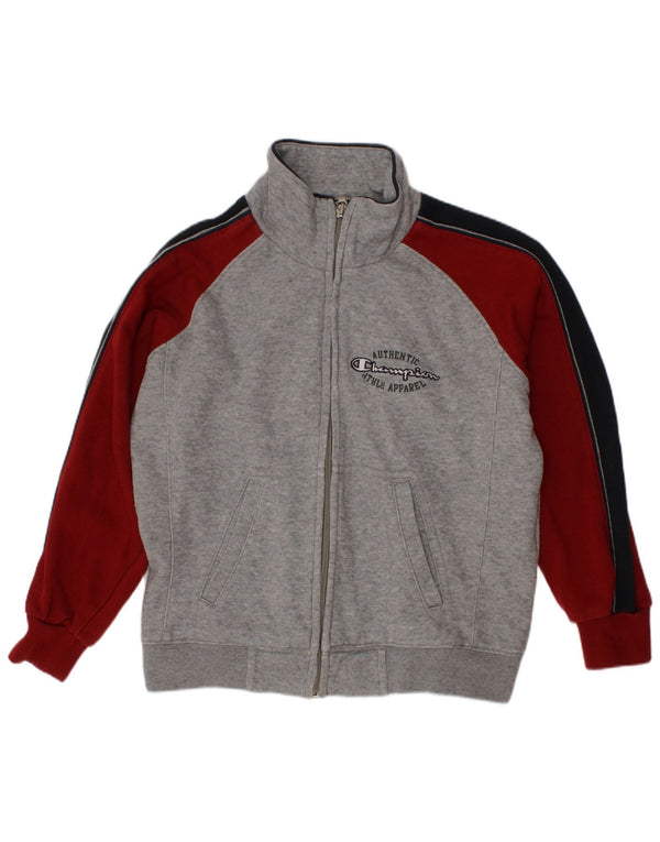 CHAMPION Jungen-Trainingsanzugoberteil mit Grafik, 5–6 Jahre, XS, Grau, Farbblock