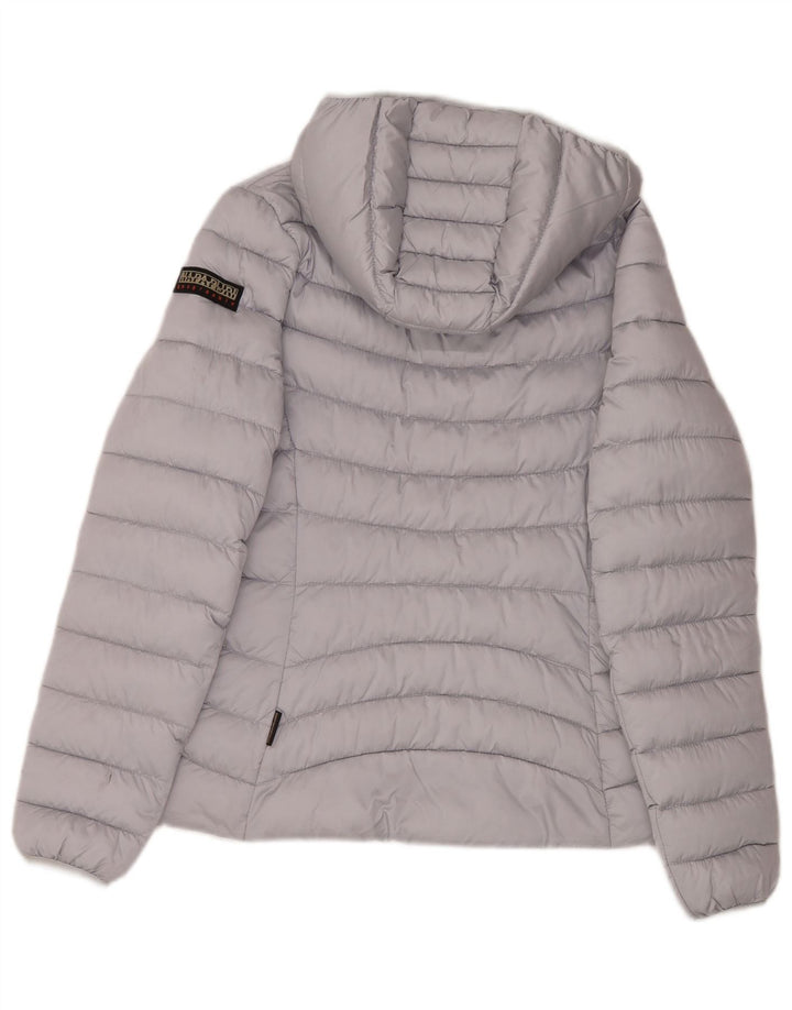 Napapijri Damen Geographic Hooded Wattierte Jacke UK 14 Mittelgrau