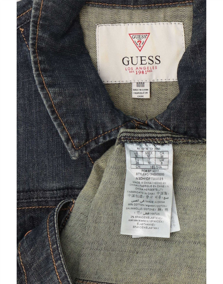 Guess Damen Jeansjacke UK 8 Small Marineblaue Baumwolle