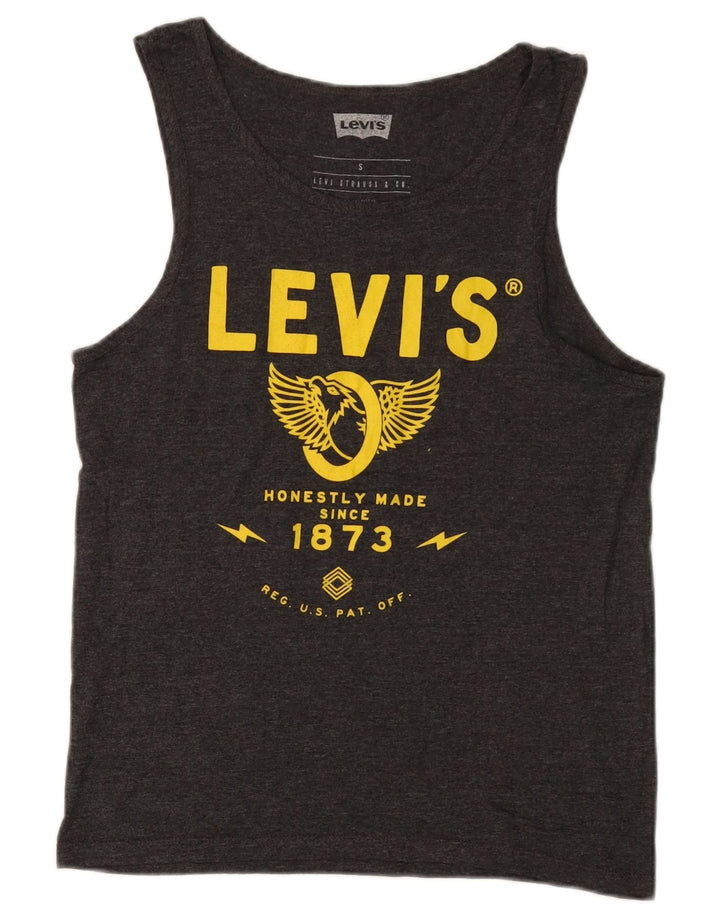 Levi's Herren-Weste mit Grafik, Größe S, graue Baumwolle