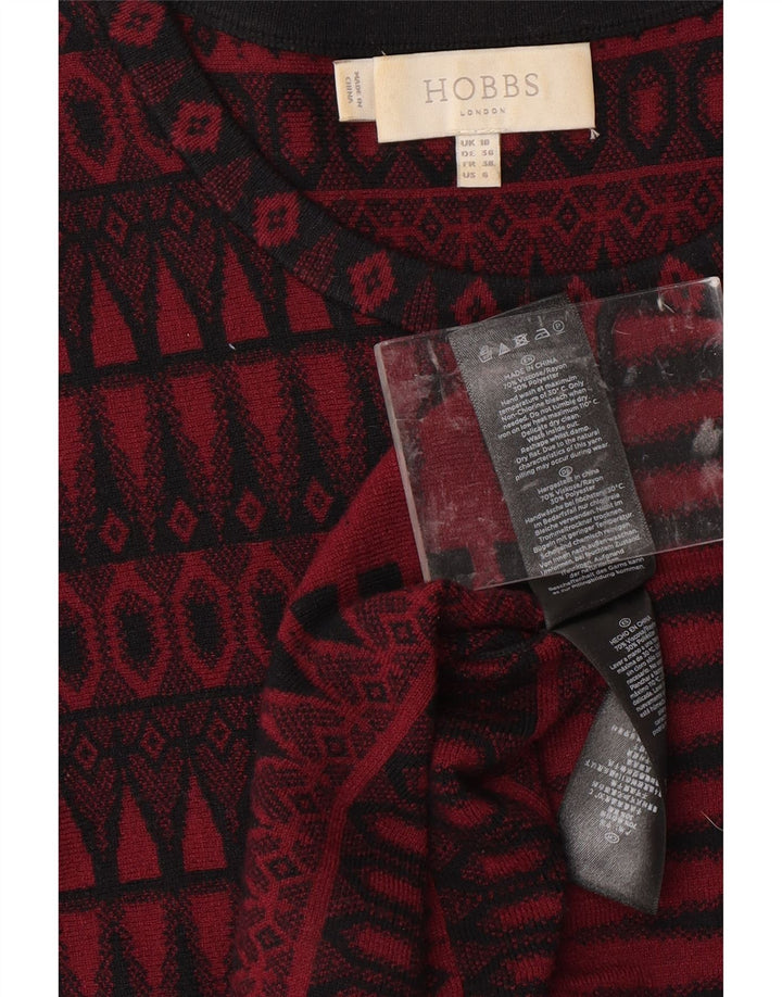 HOBBS Damen-Pulloverkleid mit 3/4-Ärmeln, Gr. 10, Größe S, rot, geometrisch, Viskose