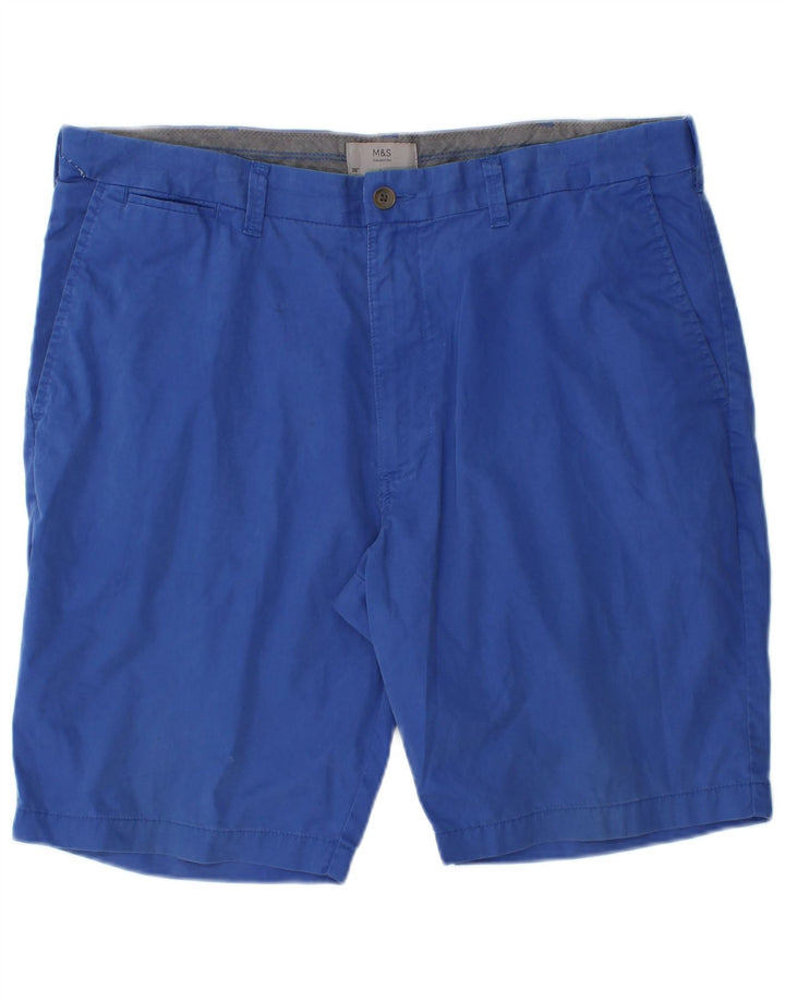 Marks & Spencer Herren Chinoshorts W38 XL Blaue Baumwolle
