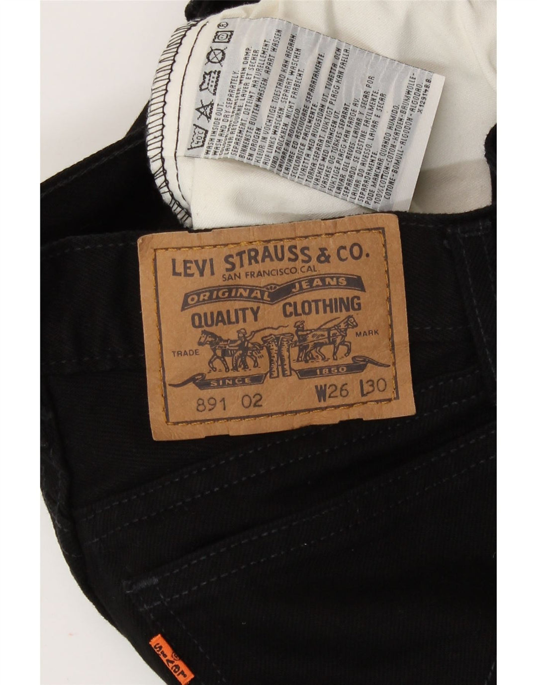 Levi's Damen 891 Tapered Jeans W26 L30 Schwarze Baumwolle