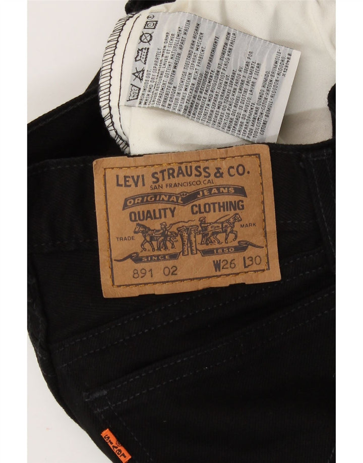 Levi's Damen 891 Tapered Jeans W26 L30 Schwarze Baumwolle