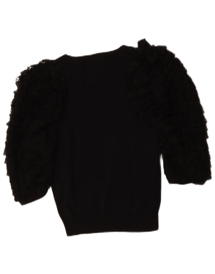 Zara Damen-Blusenoberteil mit 3/4-Ärmeln, Größe M, Schwarz, Baumwolle