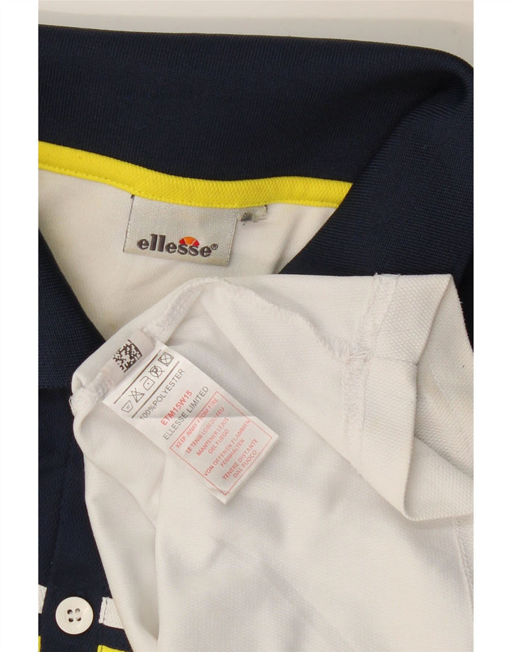ELLESSE Herren-Poloshirt, groß, weißes Colourblock-Polyester