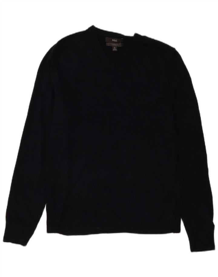 Marks & Spencer Herren-Pullover mit V-Ausschnitt, Mittelblau, Acryl