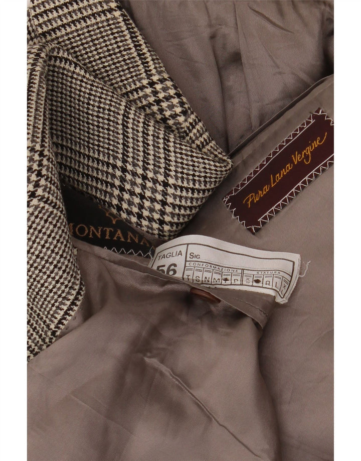 MONTANA Herren-Blazer mit 2 Knöpfen, IT 56 3XL, graue Schurwolle mit Hahnentrittmuster