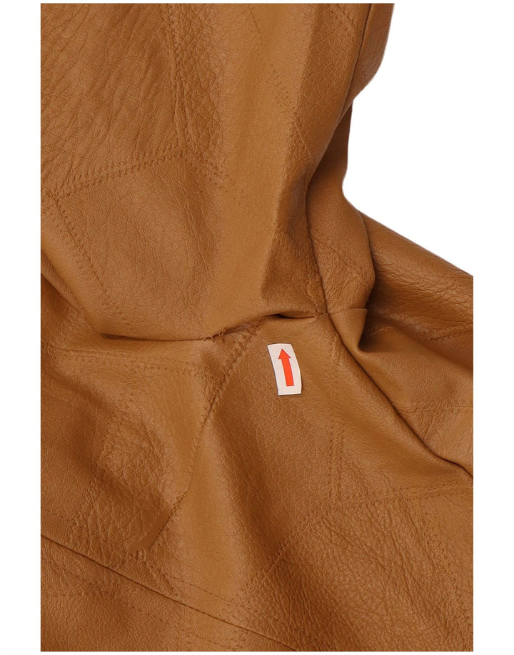 Vintage Damen Kunstlederjacke UK 14 Large Beige Patchwork Polyvinyl