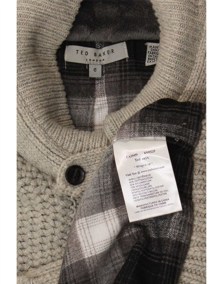 Ted Baker Herren-Strickjacke, Größe 6 2XL, graue Baumwolle