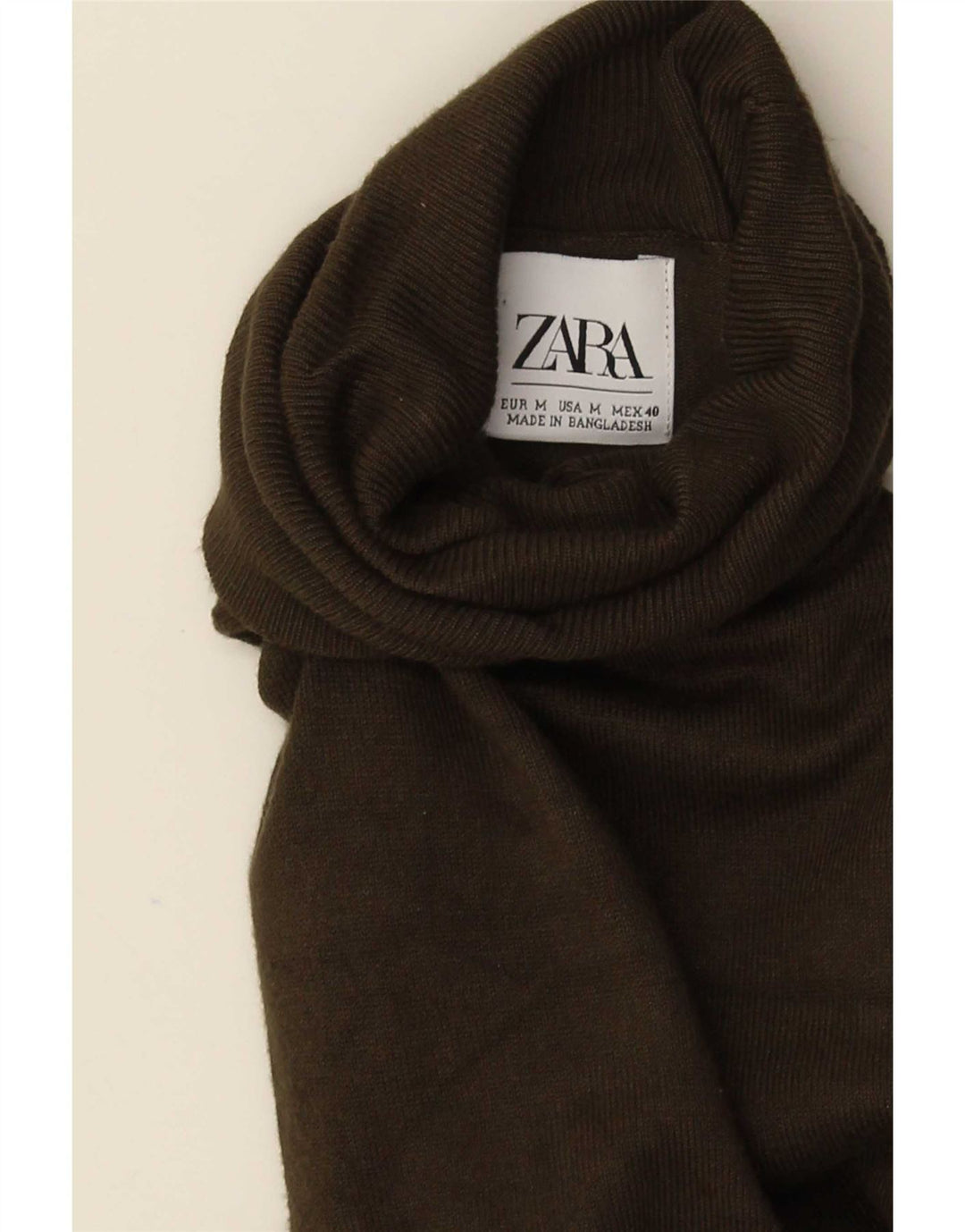 Zara Damen-Pullover mit Rollkragen, UK 14, mittelgrüne Viskose