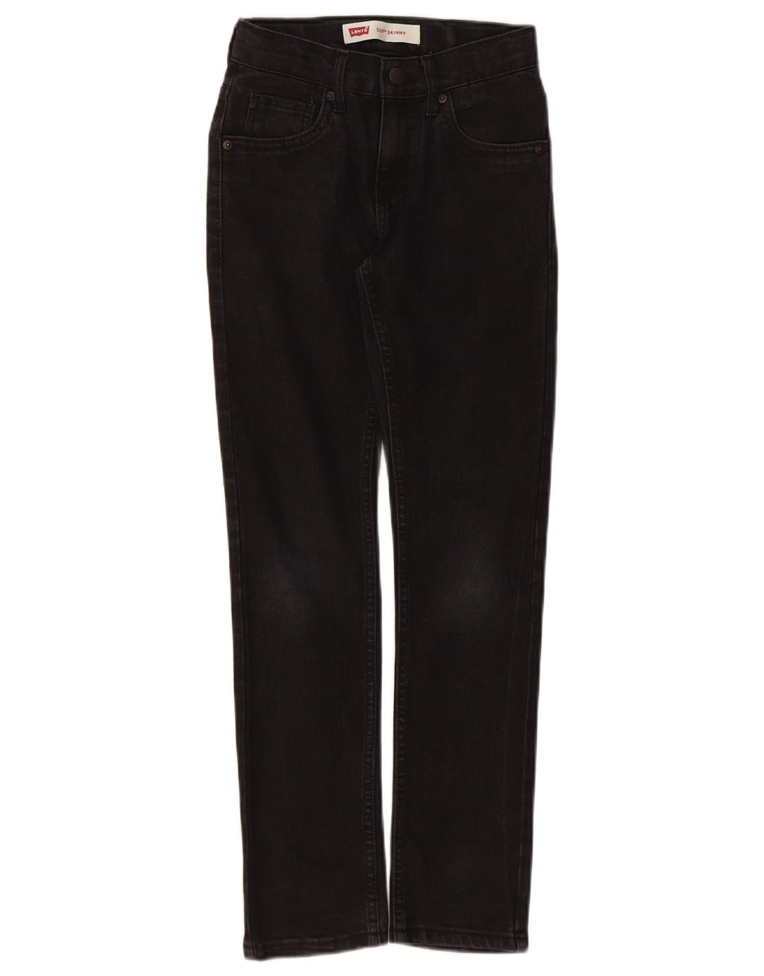 LEVI'S Mädchen 510 Skinny Jeans 9–10 Jahre W24 L26 Schwarze Baumwolle