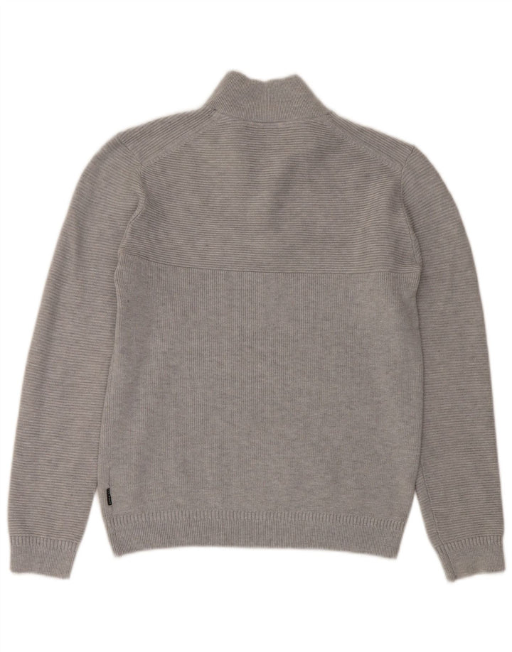 Ted Baker Herren-Pullover mit Reißverschluss am Hals, Größe 3, mittelgraues Polyester