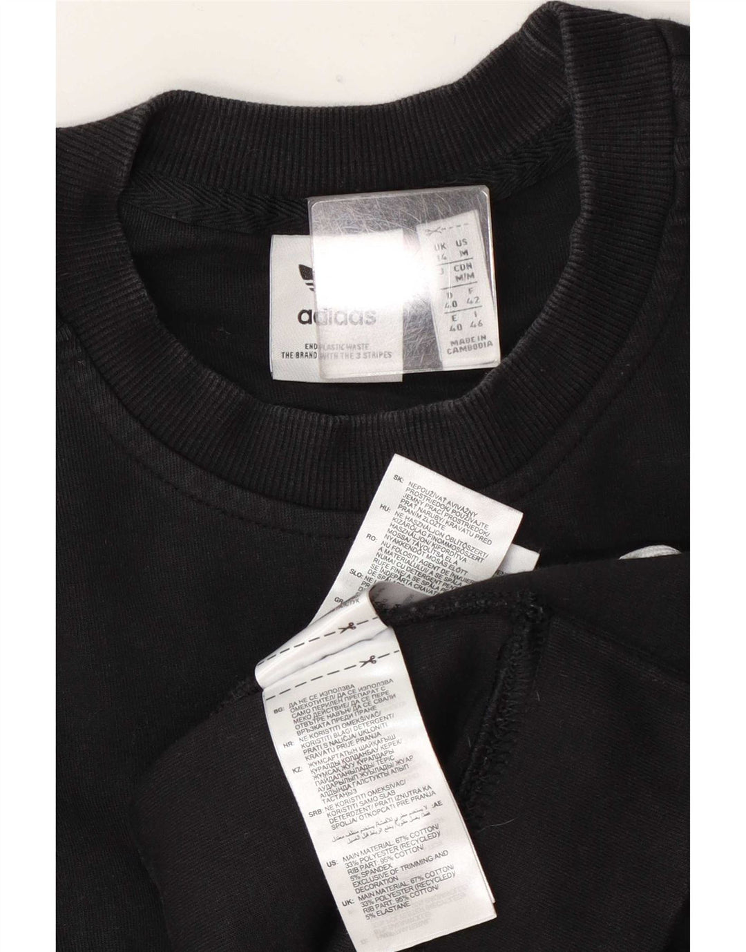 Adidas übergroßer Damen-Sweatshirt-Pullover, UK 14, große schwarze Baumwolle